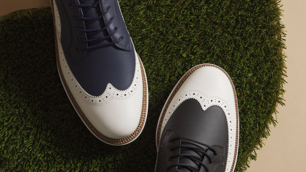 Sun Day Red Two-Tone Spectator Wingtip Golf Shoe, available on May 27.