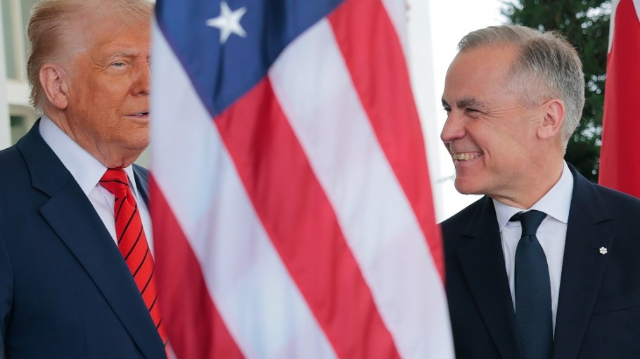U.S. President Donald Trump, Canadian Prime Minister Mark Carney at the White House on May 6.