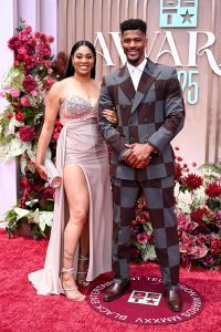 Tawanna Johnson, Pierre Johnson at the BET Awards 2025 held at the Peacock Theater on June 09, 2025 in Los Angeles, California.