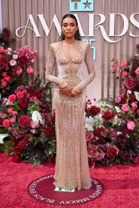 Annie Ilonzeh at the BET Awards 2025 held at the Peacock Theater on June 09, 2025 in Los Angeles, California.