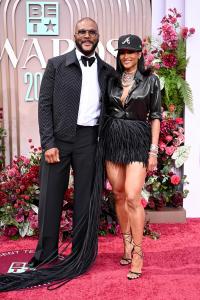 Tyler Perry, Ciara at the BET Awards 2025 held at the Peacock Theater on June 09, 2025 in Los Angeles, California.