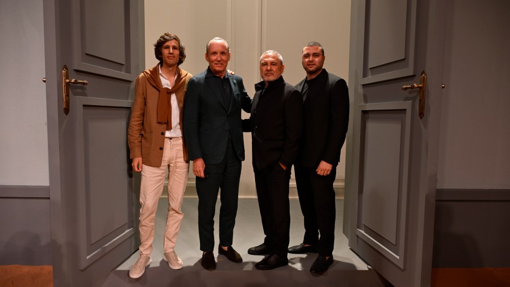 Angelo and Gildo Zegna with Elie Saab and Elie Saab Junior