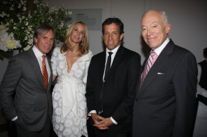 (L-R) Fashion designer Tommy Hilfiger, Dee Ocleppo, Kenneth Cole and Estee Lauder's Leonard Lauder attend Tommy Hilfiger and Dee Ocleppo's engagement party at the Neue Galerie in New York City. The evening was hosted by Leonard Lauder.. (Photo by John Calabrese/WWD/Penske Media via Getty Images)