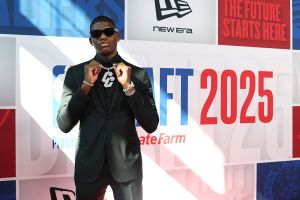 NEW YORK, NEW YORK - JUNE 25: Cedric Coward poses on the red carpet prior to the 2025 NBA Draft - Round One at Barclays Center on June 25, 2025 in New York City. NOTE TO USER: User expressly acknowledges and agrees that, by downloading and/or using this photograph, user is consenting to the terms and conditions of the Getty Images License Agreement. Mandatory Copyright Notice: Copyright 2025 NBAE (Photo by Sarah Stier/Getty Images)