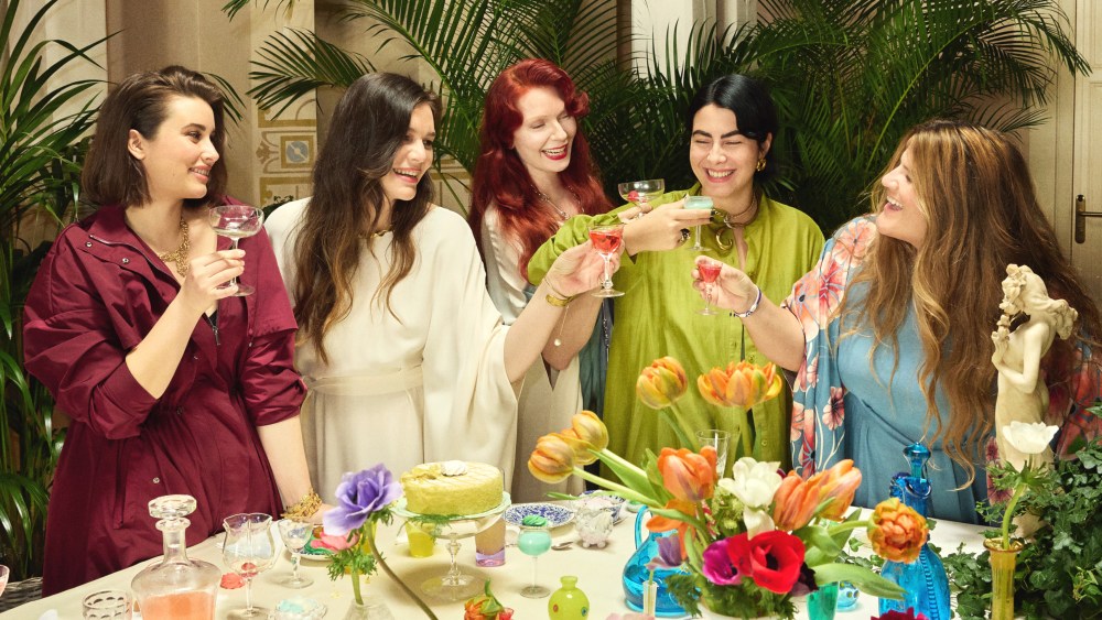 From left: Gabriela Giovanardi, Teresa Maccapani Missoni, Betony Vernon, Matete Martini and Alexandra Van Houtte in the campaign for the Marina Rinaldi by Teresa Maccapani Missoni capsule collection.
