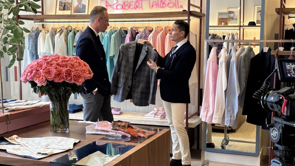 Sebastian Dollinger and Nick Picchione in the new Robert Talbott showroom.