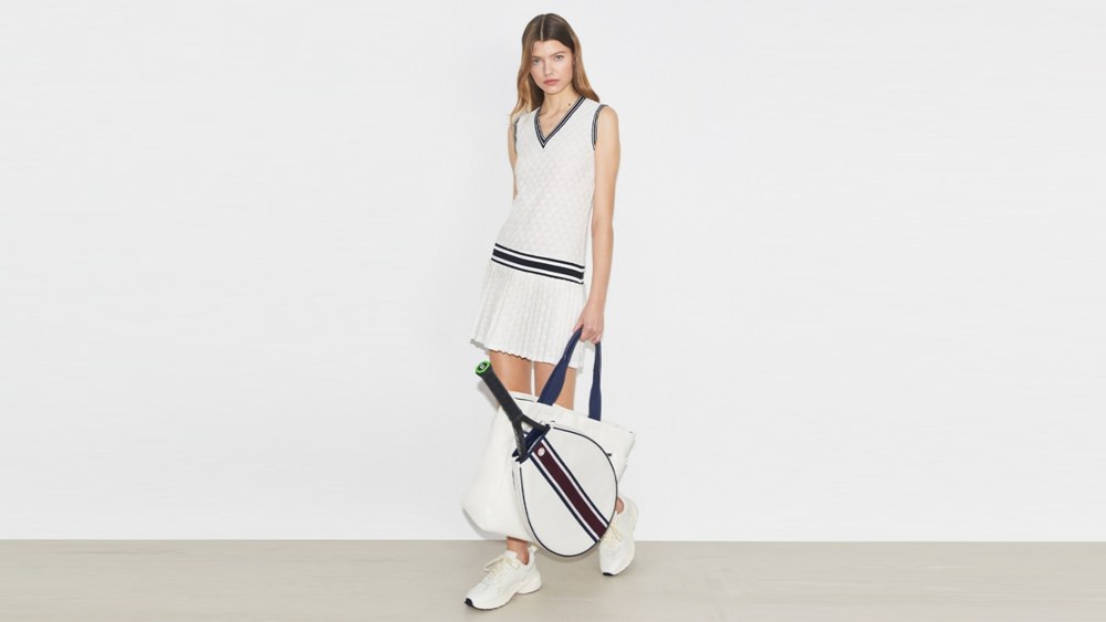 a model wearing a tory burch sport tennis dress