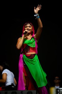 GLASTONBURY, ENGLAND - JUNE 29: Joy Crookes performs during day five of Glastonbury festival 2025 at Worthy Farm, Pilton on June 29, 2025 in Glastonbury, England. Established by Michael Eavis in 1970, Glastonbury has grown into the UK's largest music festival, drawing over 200,000 fans to enjoy performances across more than 100 stages. In 2026, the festival will take a fallow year, a planned pause to allow the Worthy Farm site time to rest and recover. (Photo by Shane Anthony Sinclair/Getty Images)