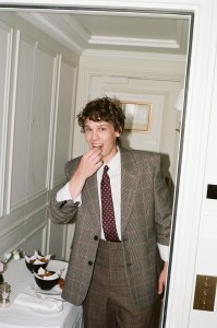 Hunter Doohan gets ready for YSL Spring 2026 in Paris.