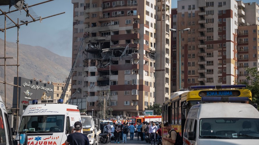 A view of a residential complex that is damaged in Israeli attacks in Tehran, Iran, on June 13, 2025.