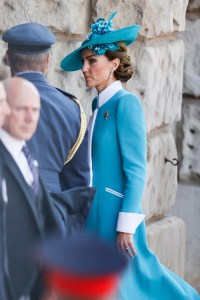 LONDON, ENGLAND - JUNE 14: Catherine, Princess of Wales arrives at Trooping The Colour 2025 at Buckingham Palace on June 14, 2025 in London, England. Trooping The Colour is a ceremonial parade celebrating the official birthday of the British Monarch. The event features over 1,400 soldiers and officers, accompanied by 200 horses. More than 400 musicians from ten different bands and Corps of Drums march and while performing. (Photo by John Phillips/Getty Images)