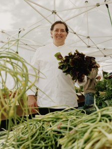 The chef of the Waldorf’s Lex Yard, Michael Anthony, shopping for produce at the Union Square farmer’s market.