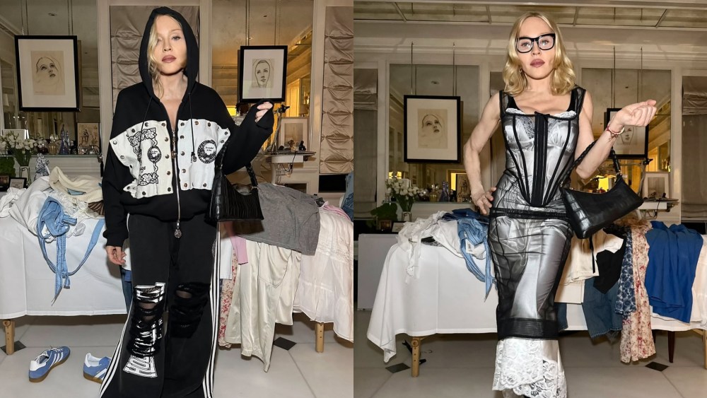 Madonna with her one-of-a-kind Aupen bag crafted in partnership with LVMH Métiers d’Art.
