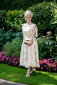 ASCOT, ENGLAND - JUNE 18: Sarah Soulsby (wearing a dress from Vinted and a Victoria Grant hat) attends the 2nd day of Royal Ascot on June 18, 2025 in Ascot, England. (Photo by Kirstin Sinclair/Getty Images for Royal Ascot 2025)