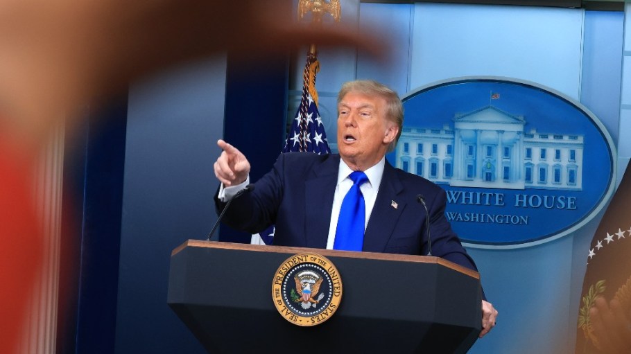 President Donald Trump in the briefing room at the White House on June 27.