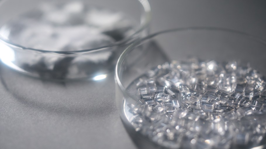 Ambercycle’s Cycora regenerated pellets, made from textile waste.
