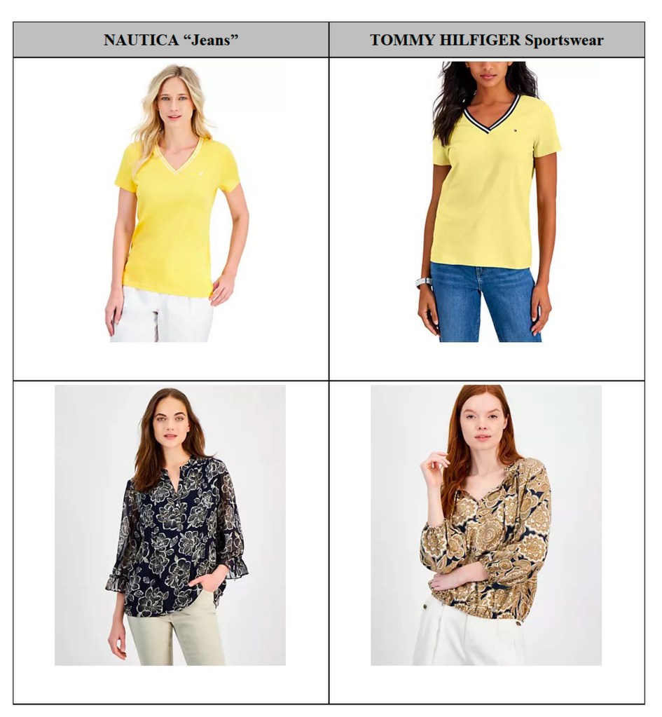 Comparison of Nautica and Tommy Hilfiger looks made by G-III.