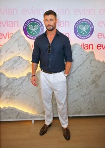 LONDON, ENGLAND - JULY 13: Chris Hemsworth attends the evian 'Mountain Of Youth' VIP Suite during Day 14 of Wimbledon 2025 on July 13, 2025 in London, England.Photo by Dave Benett