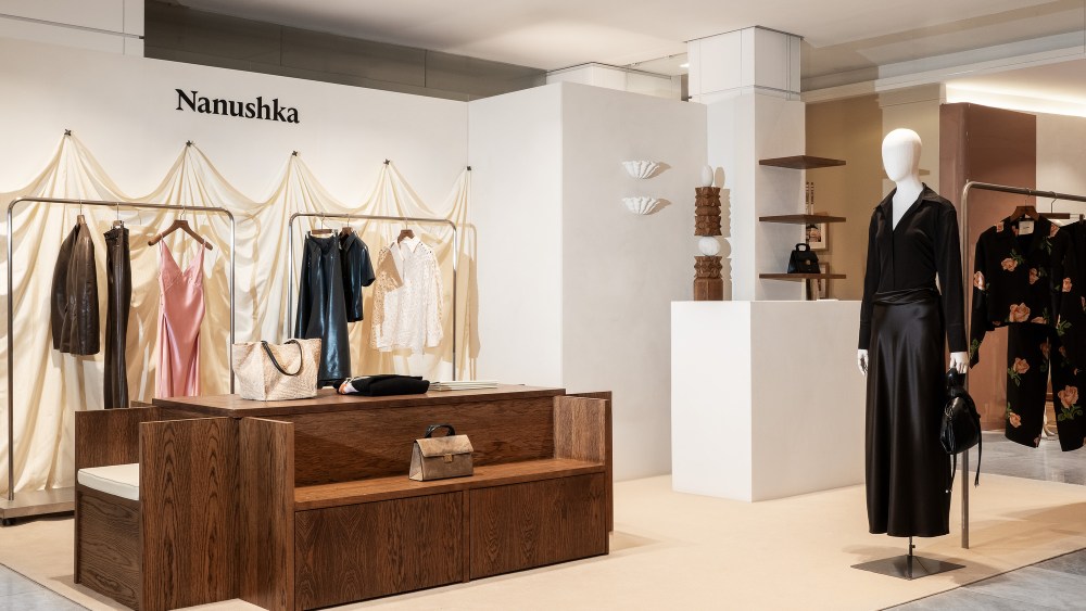 A view of the Nanushka pop-up shop space inside Galeries Lafayette Hassmann in Paris.