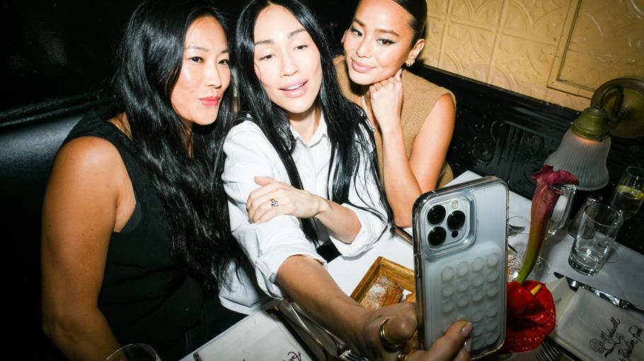 Joyce Lee,  Stephanie Suganami, Jamie Chung. Model on the runway at the Madewell Fall 2023 Runway Show and dinner event at Raoul's restaurant on September 7, 2023 in New York, New York.