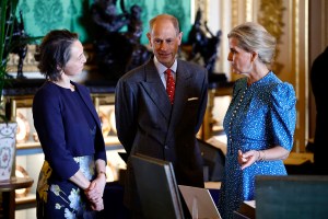WINDSOR, ENGLAND - JULY 8: Prince Edward, Duke of Edinburgh and Sophie, Duchess of Edinburgh (R) view items on display during the President of France and his wife's visit to the Royal Collection exhibition, in the Green Drawing Room at Windsor Castle on July 8, 2025 in Windsor, England. President Emmanuel Macron and Mrs Brigitte Macron visit the UK in the first visit State Visit made by France in 17 years. They are staying at Windsor Castle, hosted by King Charles III and Queen Camilla, and a banquet will be held there in their honour. The Macrons will visit Imperial College, and the President will address Parliament during his stay. (Photo by Benjamin Cremel - WPA Pool/Getty Images)