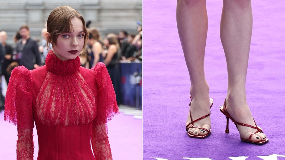 Emma Myers wearing Jimmy Choo Etana Heels at the London premiere of "Wednesday" Season Two.
