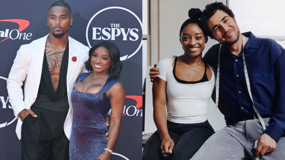 Simone Biles and her husband, Chicago Bears safety Jonathan Owens; Biles and Zac Posen.