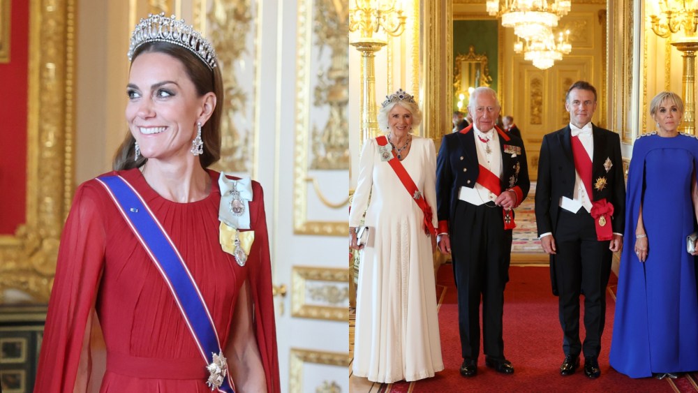WINDSOR, ENGLAND - JULY 08: Prince William, Prince of Wales and Catherine, Princess of Wales attend the State Banquet at Windsor Castle on July 08, 2025 in Windsor, England. President Emmanuel Macron and Mrs Brigitte Macron visit the UK in the first visit State Visit made by France in 17 years. They are staying at Windsor Castle, hosted by King Charles III and Queen Camilla, and a banquet will be held there in their honour. The Macrons will visit Imperial College, and the President will address Parliament during his stay. (Photo by Chris Jackson/Getty Images)