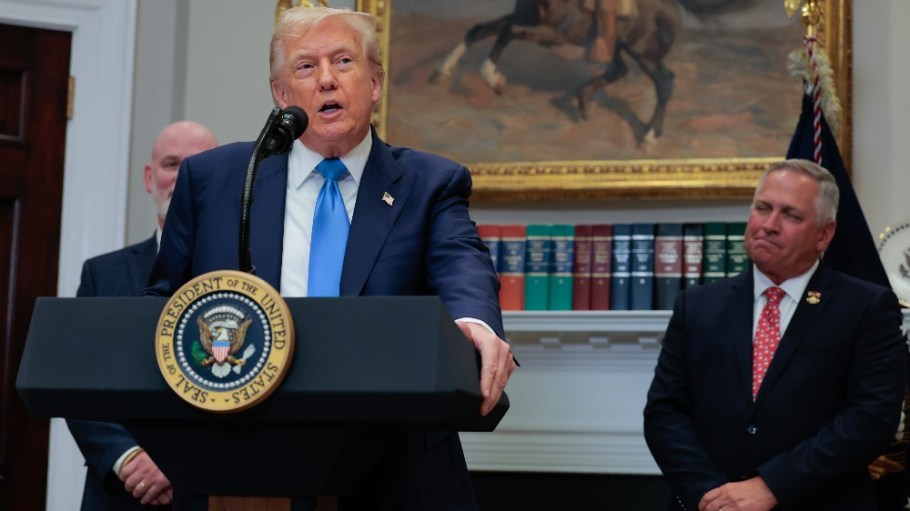 President Donald Trump spoke to reporters at the White House Wednesday afternoon.
