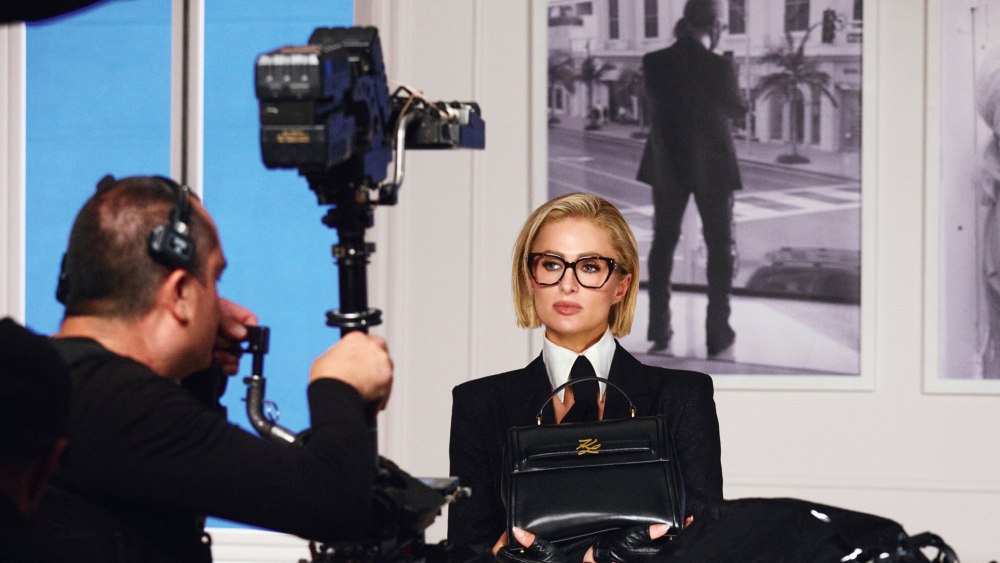 Paris Hilton filming a campaign for fashion brand Karl Lagerfeld.