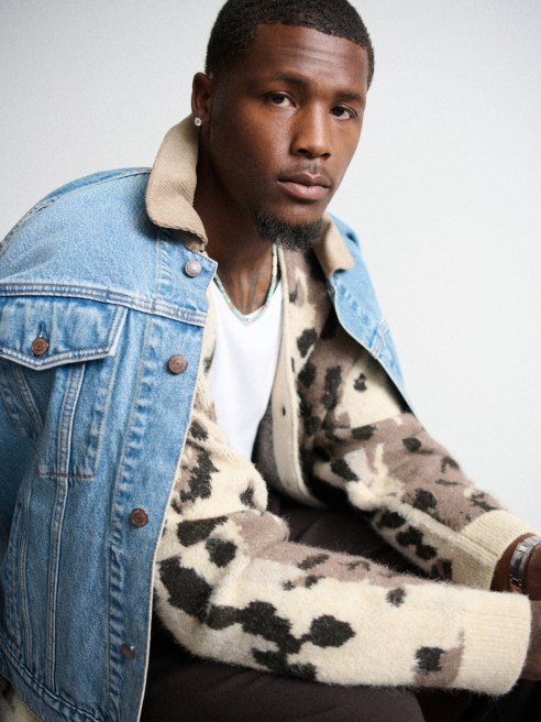 Tee Higgins of the Cincinnati Bengals in looks from A&F.