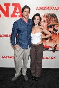 Simon Rex, Maia Kai at Lionsgate’s "Americana" Los Angeles Special Screening held at Desert 5 Spot on August 03, 2025 in Los Angeles, California.