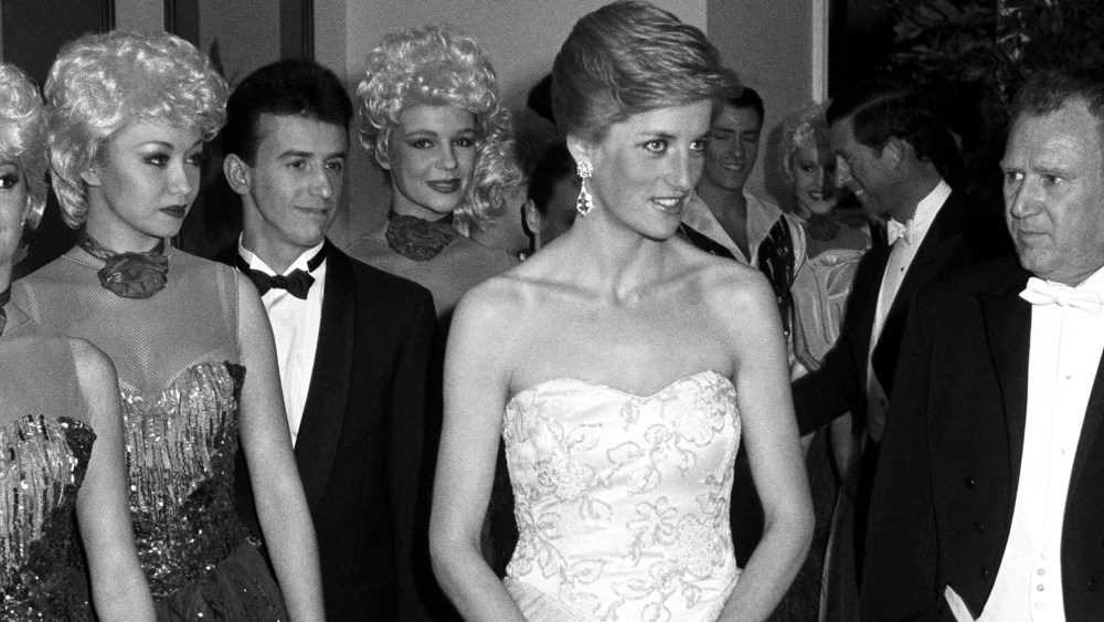 Princess Diana in a Catherine Walker dress at the Savoy Centenary Ball, 1989.