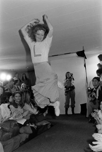 A model walks in the Portfolio by Perry Ellis Fall 1978 Ready to Wear Runway Show on April 24, 1978, in New York City. (Photo by Darleen Rubin/WWD/Penske Media via Getty Images)