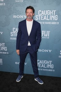 Hugh Jackman at the Columbia Pictures "Caught Stealing" New York Premiere held at Regal Union Square on August 26, 2025 in New York, New York.