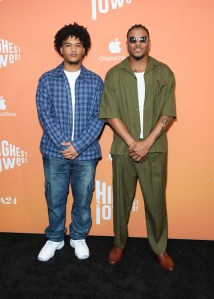 Diondre McHoney, Miles "Duece" McBride at A24's "Highest 2 Lowest" New York Premiere held at the Brooklyn Academy of Music Harvey Theater on August 11, 2025 in Brooklyn, New York.
