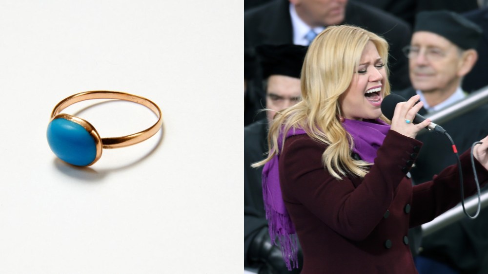 Jane Austen's Turquoise Ring. WASHINGTON, DC - JANUARY 21:  Kelly Clarkson performs My Country Tis of Theeduring the presidential inauguration on the West Front of the U.S. Capitol January 21, 2013 in Washington, DC.   Barack Obama was re-elected for a second term as President of the United States.  (Photo by John Moore/Getty Images)
