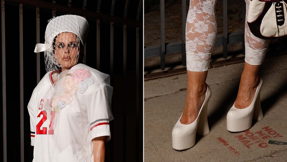 Julia Fox continues her wild white shoe streak in glossy platform pumps in Los Angeles.