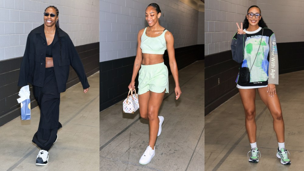 The Las Vegas Aces players arrive at Michelob ULTRA Arena for a game against the Connecticut Sun on Aug. 10, 2025 in Las Vegas.