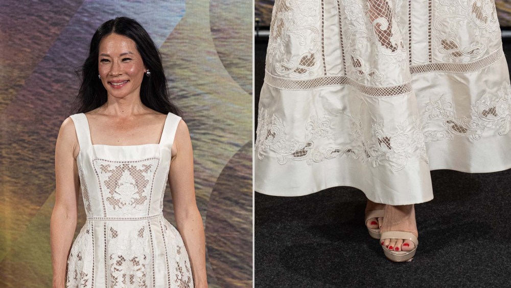 Lucy Liu wears strappy heeled sandals from Aldo at the 78th Locarno Film Festival on Thursday.