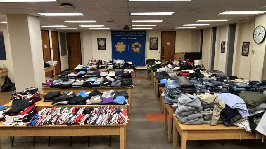Merchandise recovered by the California Highway Patrol's Valley Division.