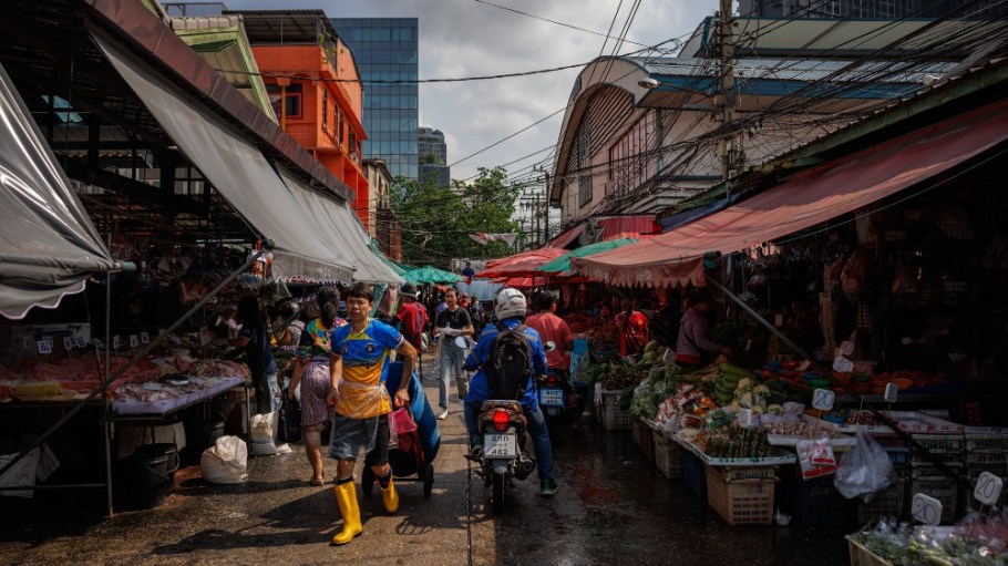 An outdoor market in Bangkok, Thailand.