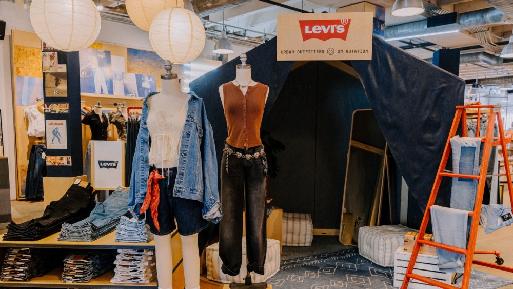 Urban Outfitters x Levi's On Rotation collaboration featured with in-store displays.
