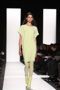 A model on the runway at Narciso Rodriguez's fall 2009 show at Bryant Park's Tent in New York City.
