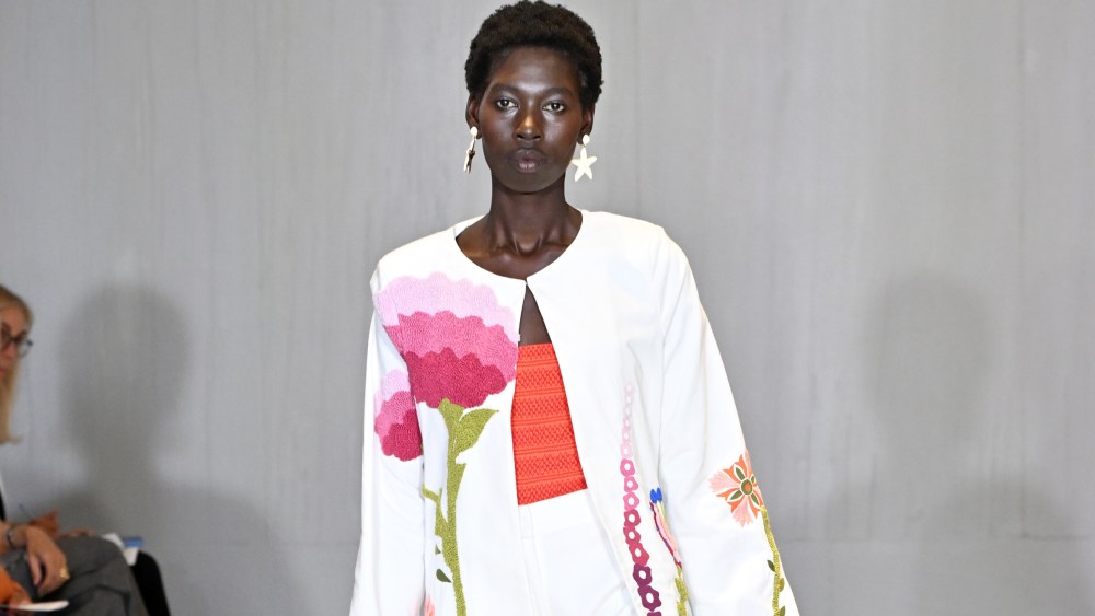 NEW YORK, NEW YORK - SEPTEMBER 09: A model walks the runway at the 2025 FIT Fashion Design MFA New York Fashion Week Show "Act 5" wearing Lawson Park on September 09, 2025 at the Fashion Institute of Technology in New York City. (Photo by Slaven Vlasic/Getty Images for FIT)