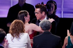 Cristin Milioti and Colin Farrell at the 77th Primetime Emmy Awards.