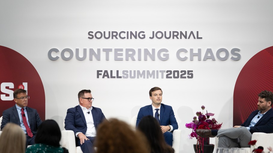 From left, Mike Bozza, Stephen Glennon, Jack Sheehan and Glenn Taylor speak on a panel at Sourcing Journal's Fall Summit.
