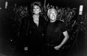 Sophia Loren and Giorgio Armani attend an event in Milan, Italy, circa October 1994.