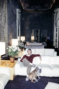 Designer Giorgio Armani at home.