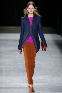 A model on the runway at Narciso Rodriguez's fall 2013 show at Sir Stage 37.
